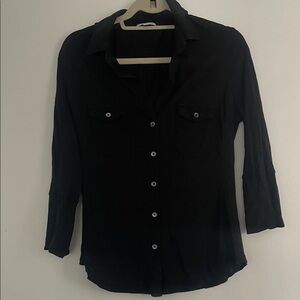 James Perse Black Long-Sleeve Button-Down Shirt